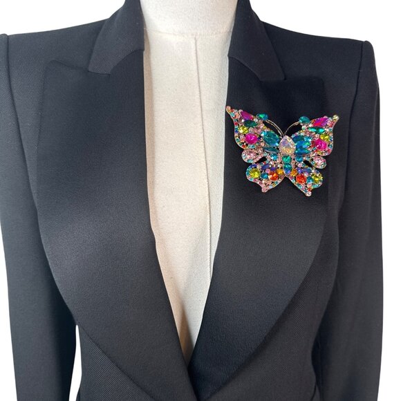 2/$30 Colorful Rhinestone Butterfly Brooch Pin Jewelry Eye Catching Accessory - Picture 5 of 9
